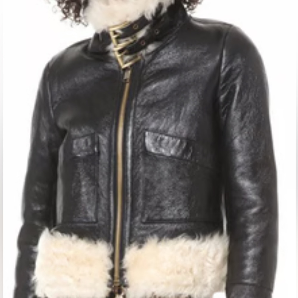 Michael kors lamb shearling bomber aviator jacket